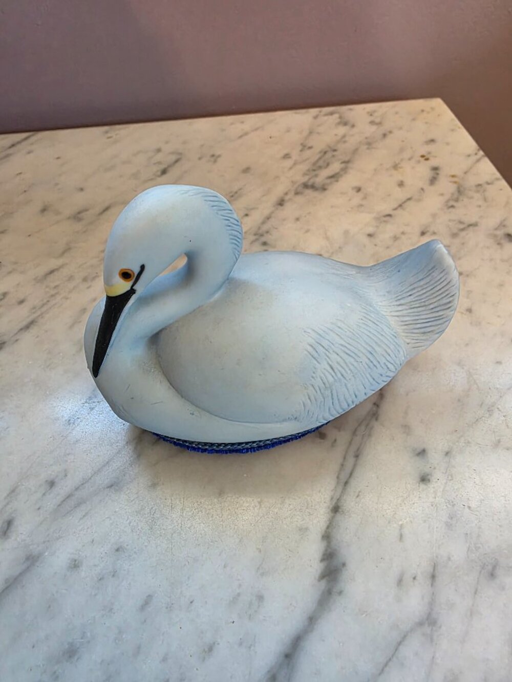 Vintage Jasco Swan Lint Brush Made in Taiwan Blue Fabric Clothes Brush Decor